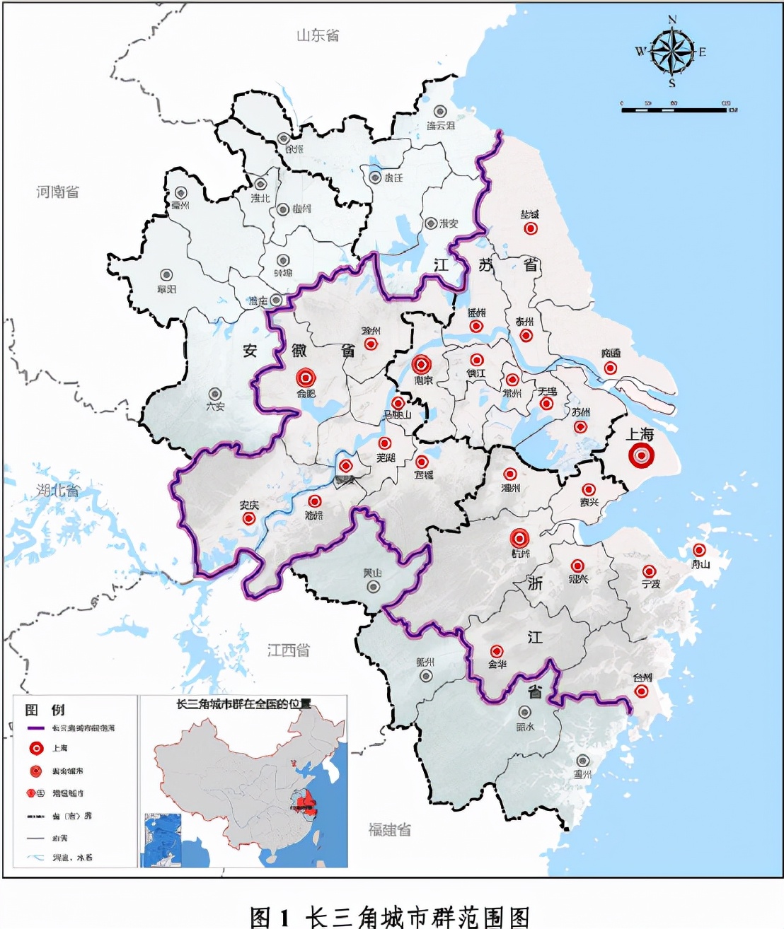 长江三角洲城市群 江苏省地图