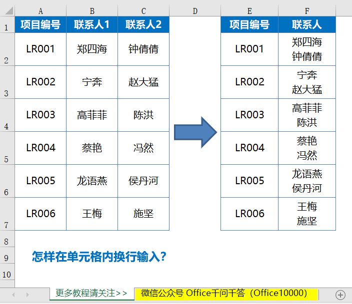 excel怎么换行 excel表格一格分两行