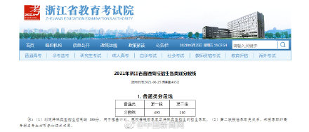 浙江省高考分数线 浙大录取分数线