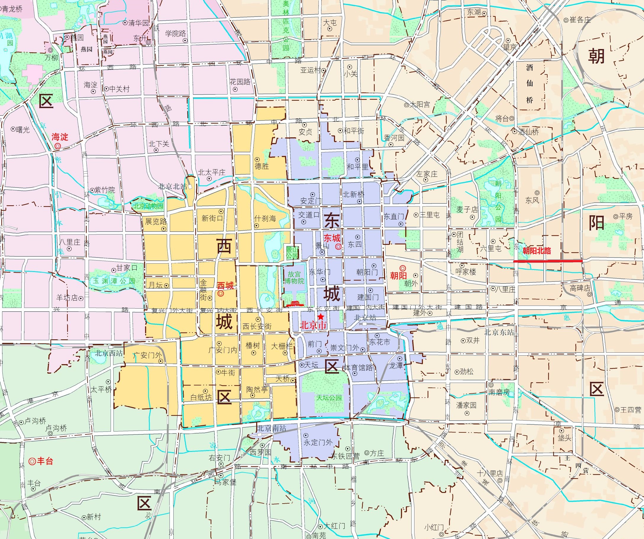北京市朝阳区地图 北京朝阳区划分地图