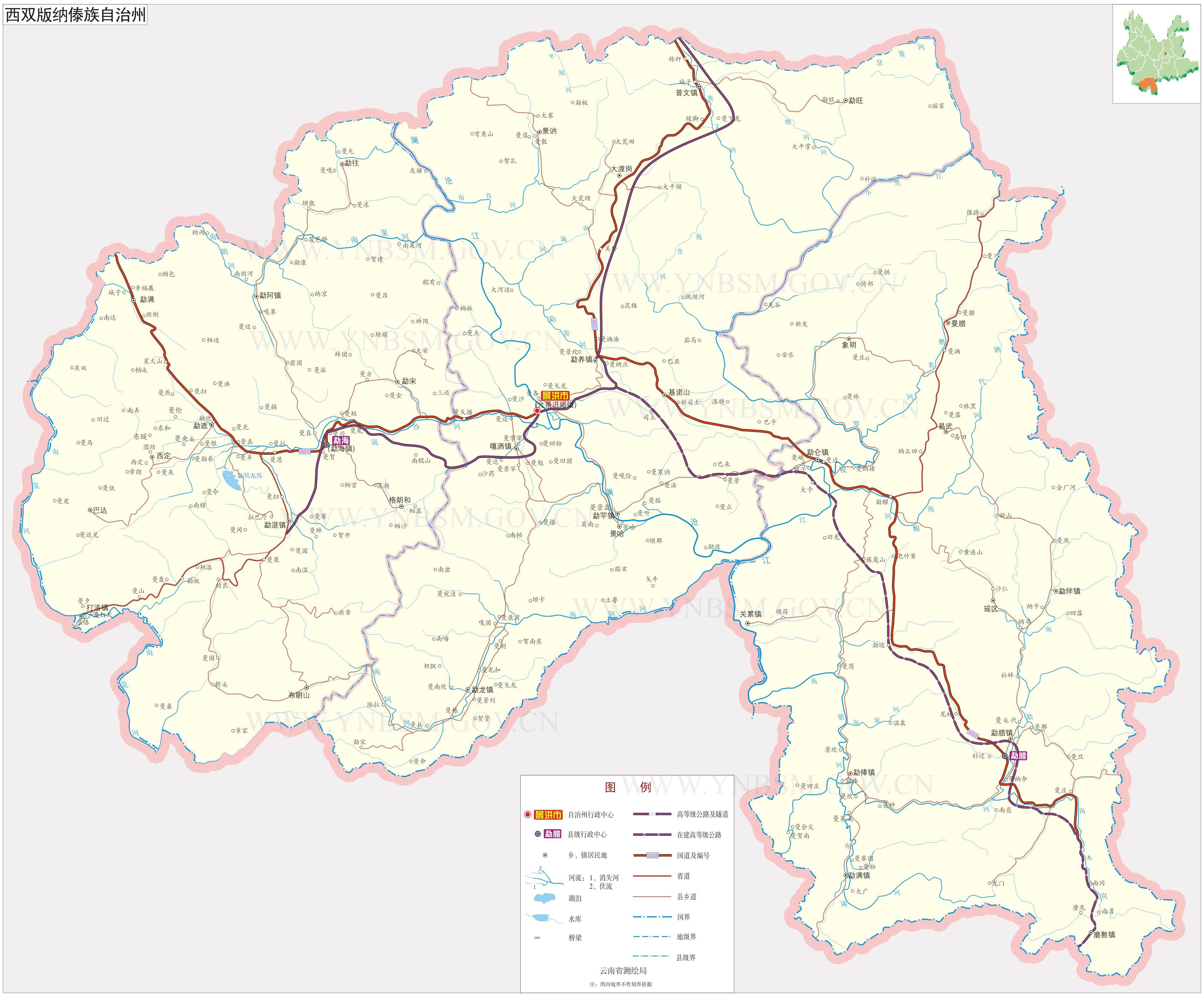 西双版纳旅游地图 西双版纳景洪市地图