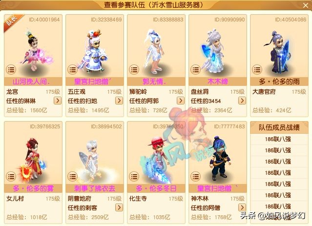 梦幻西游：187联服战48强经验排行，紫禁城爆总3000万战神包冠