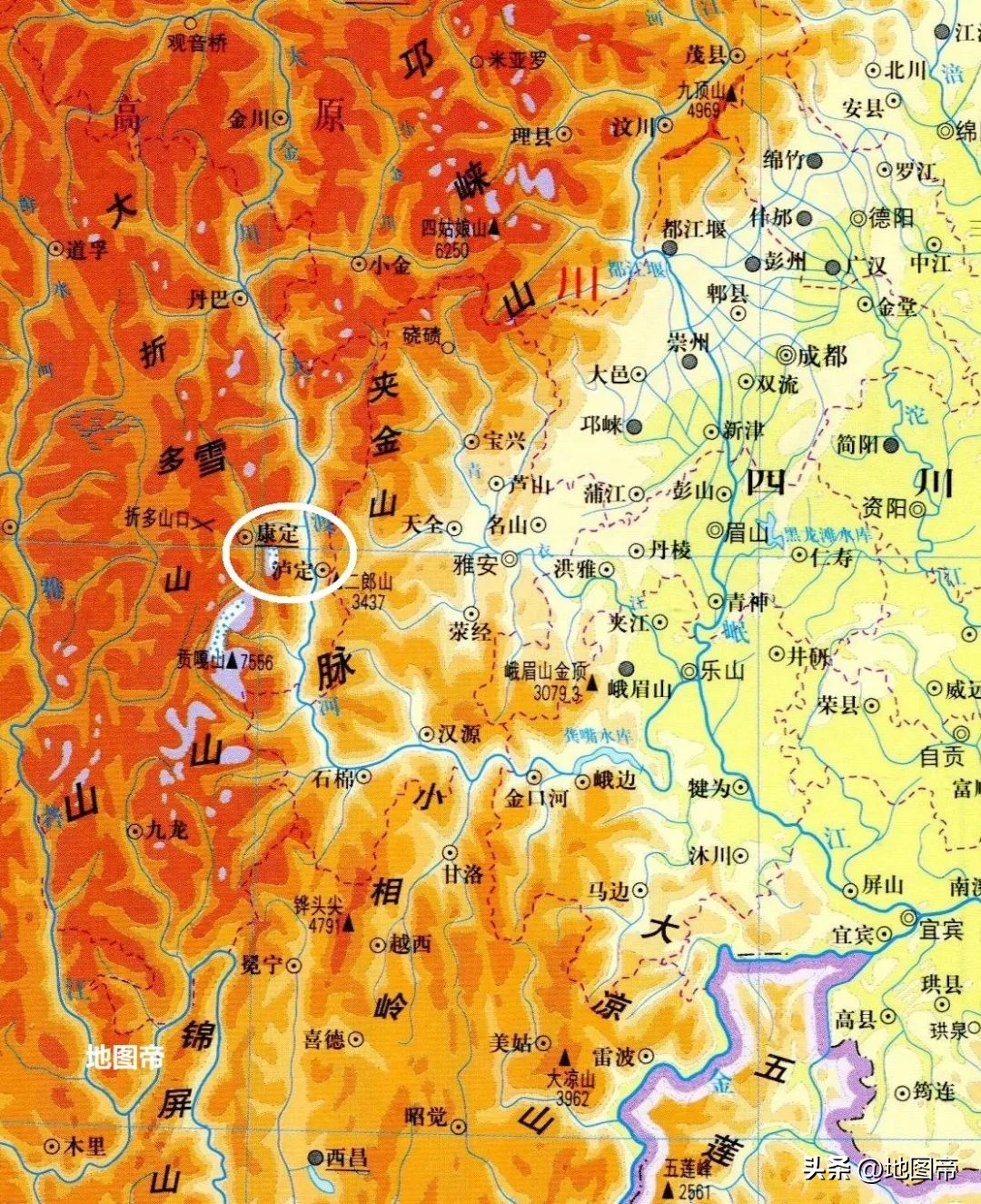 面积31万平方公里大渡桥横铁索寒康定和泸定在哪