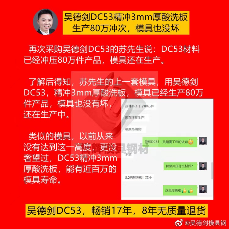 d2和dc53钢材差别?DC53的抗崩角性能比D2强,耐磨性相同