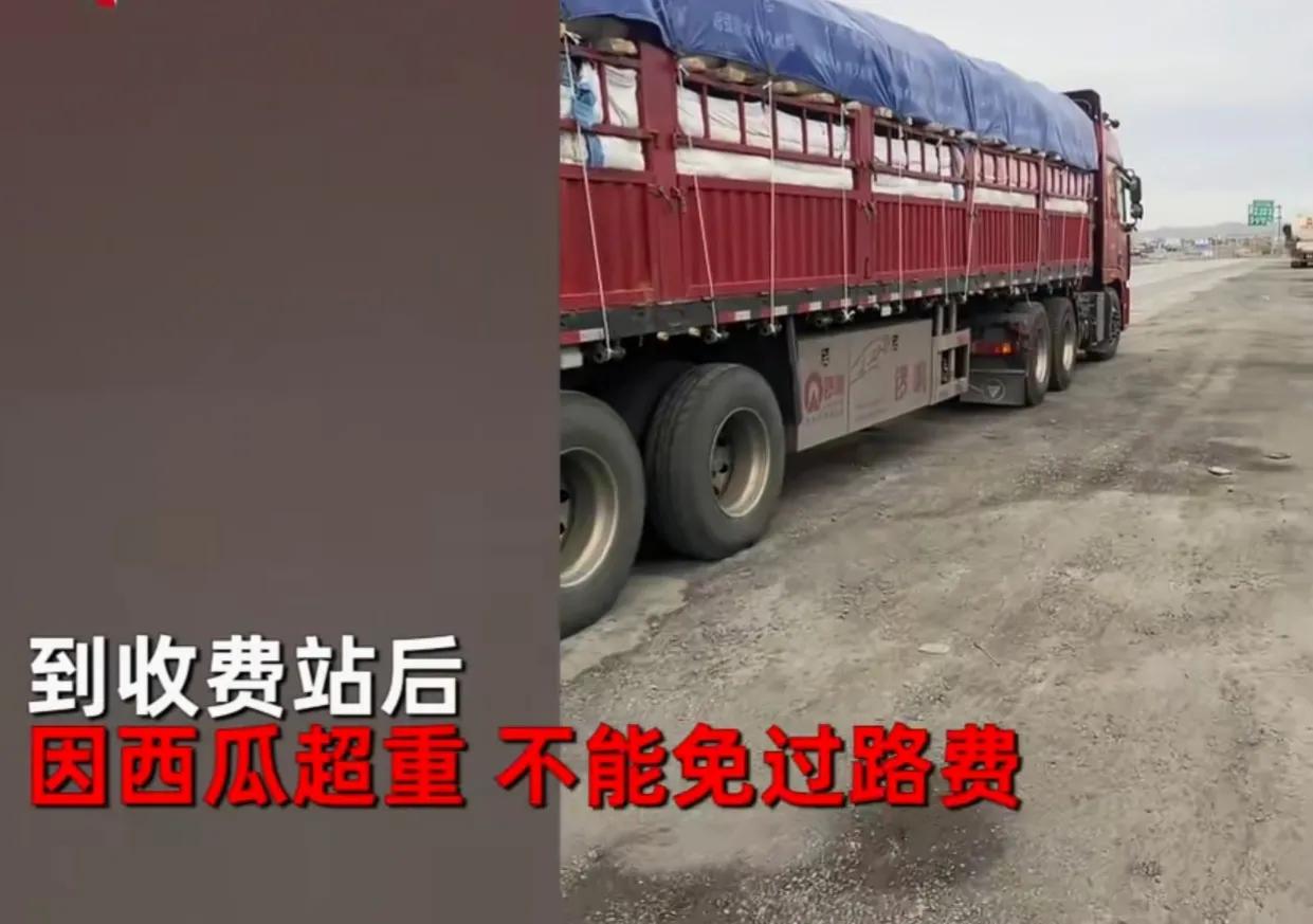 江苏货车司机拉一车西瓜4千公里下高速,因超重不免费无奈扔50个