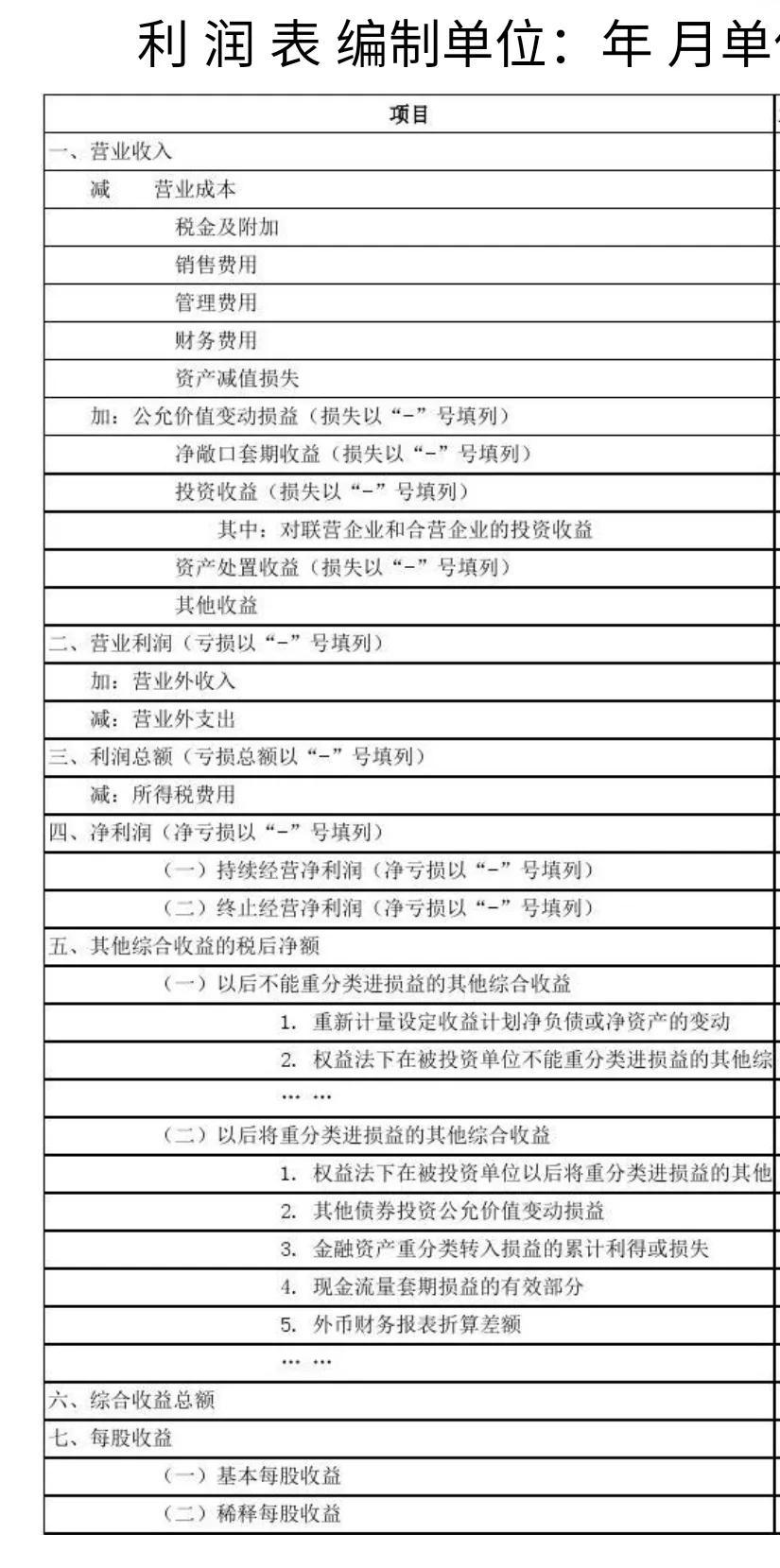 【推荐】企业利润表公司盈利表