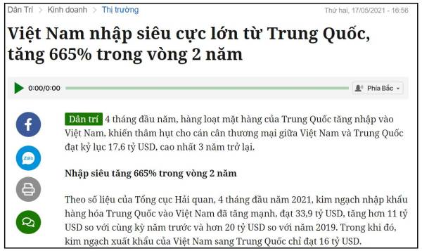 两年增长665%！越南今年前四个月对华贸易逆差创纪录-越南出口税多少
