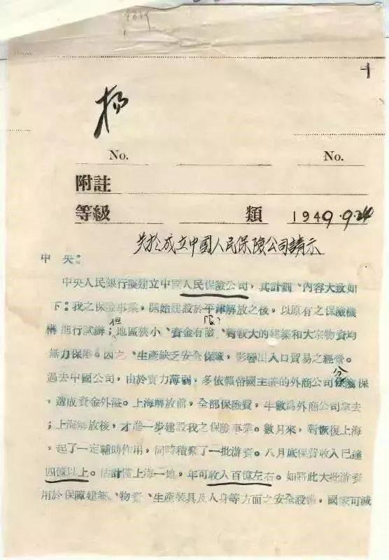 百年瞬间丨中国人民保险公司成立-成立农业公司的请示