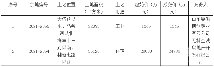滨州无棣「2021」13成交公示-广州金城房地产股份有限公司