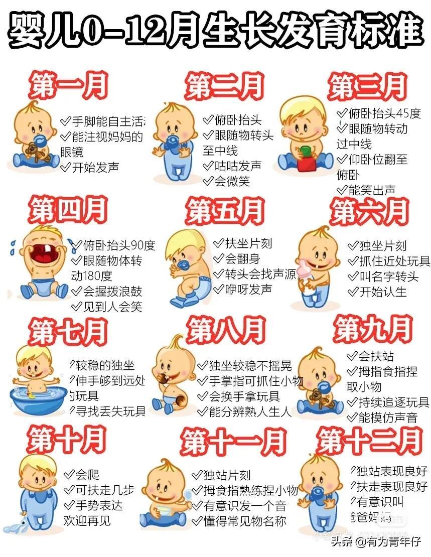 宝宝0-12月生长发育对照表-9个月到12个月能长多少