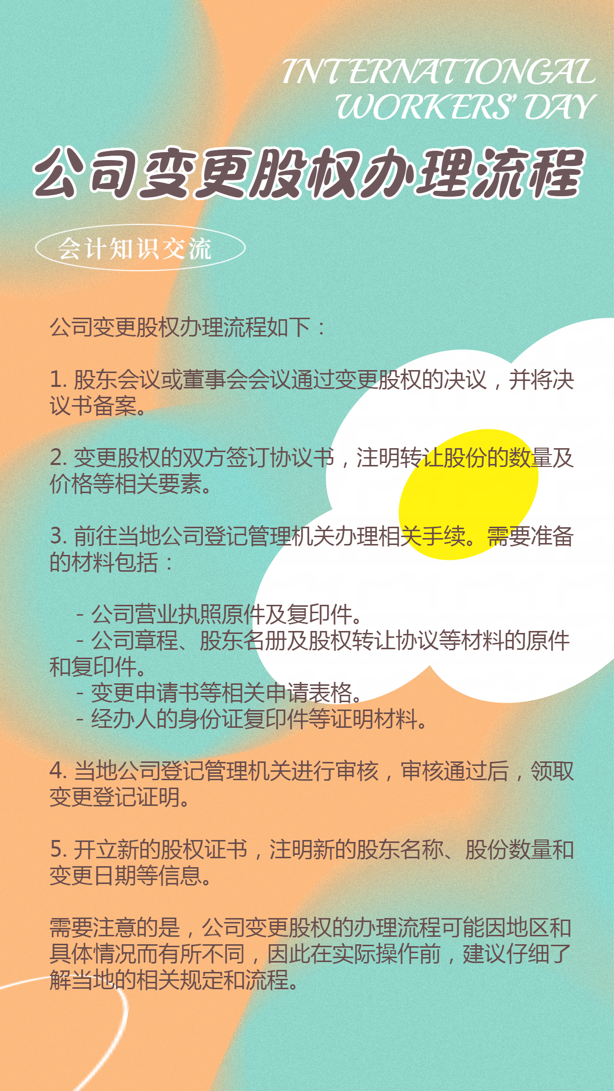 （漳州）会计小知识交流（公司股权变更办理流程）-更改公司股份