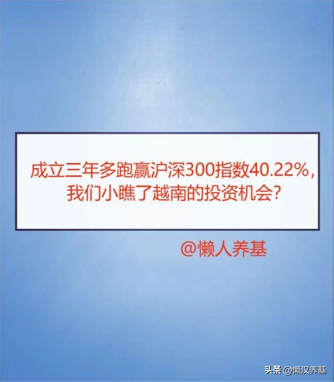 成立三年多跑赢沪深300指数40.22%，我们小瞧了越南的投资机会？-天弘沪深300指数基金怎么样