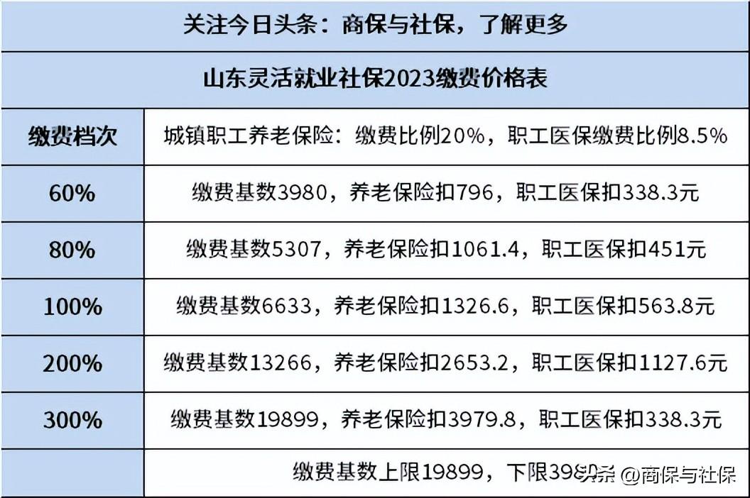山东2023社保缴费价格表，按照灵活就业、在岗职工和居民社保来看-个人社保一年要交多少钱