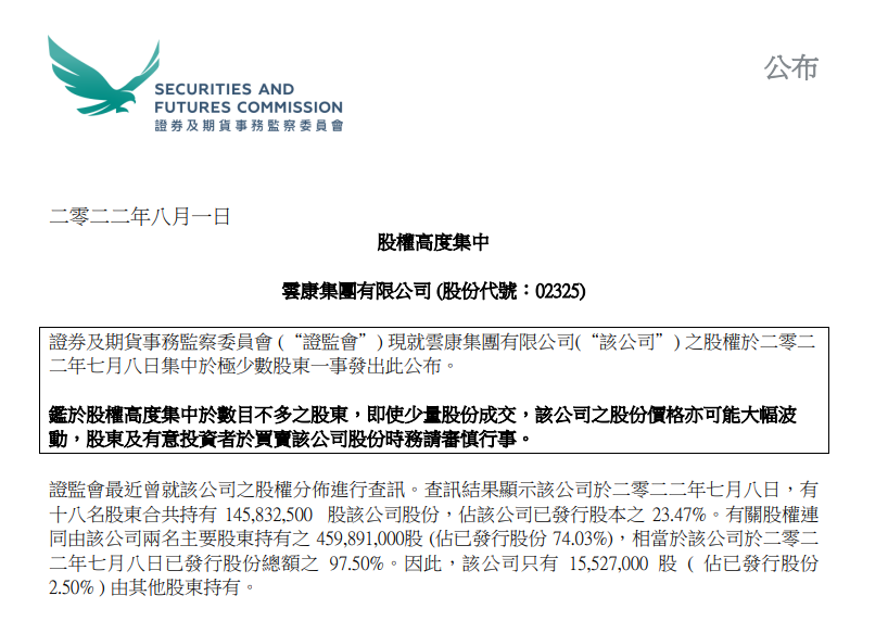 【推荐】云康集团「股权高度集中」小股东仅持2.5%-持股多少算股权高度集中