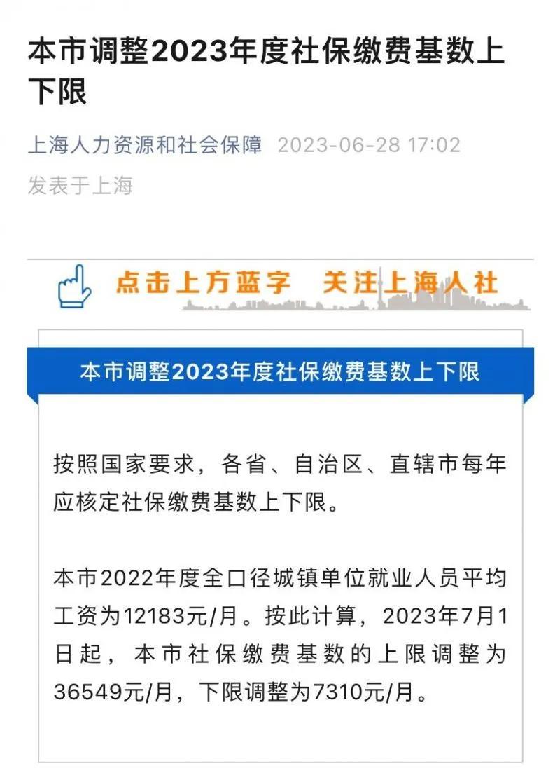 上海2023年缴费基数公布，社平工资提高6.9%，养老金能提升多少？-今年上海社保缴费多少