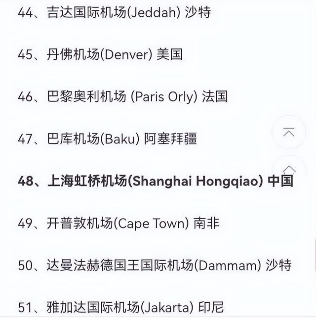 世界十大机场排名世界十大危险机场拜登哀叹世界机场前25名无美国