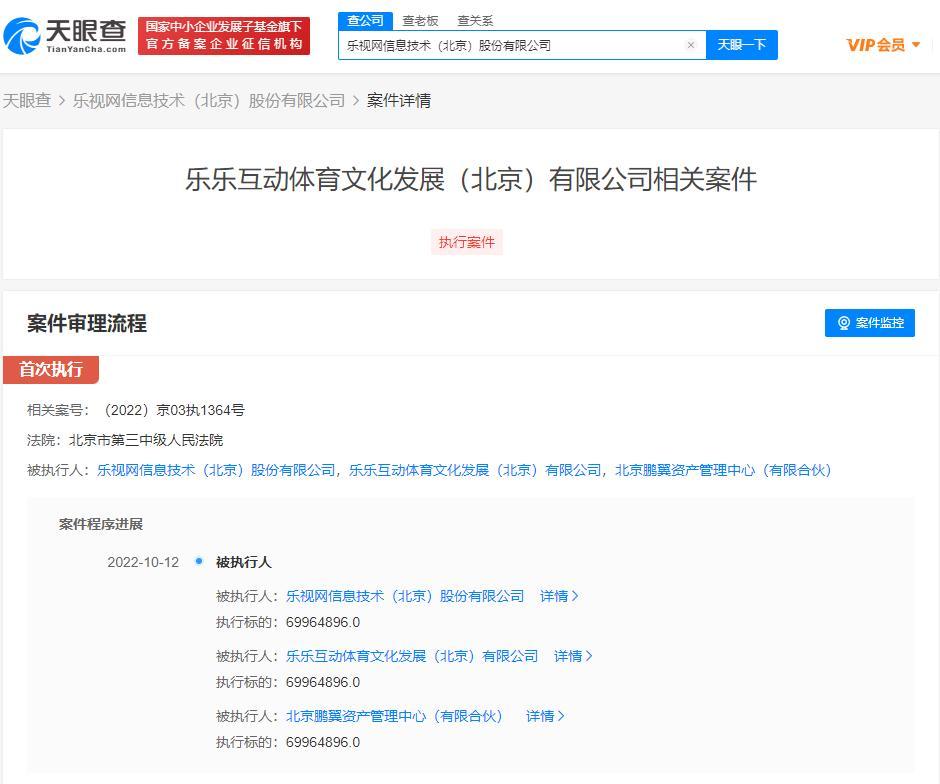 【推荐】乐视网等被强制执行6996万执行总金额超22.9亿-乐视网信息技术股份有限公司