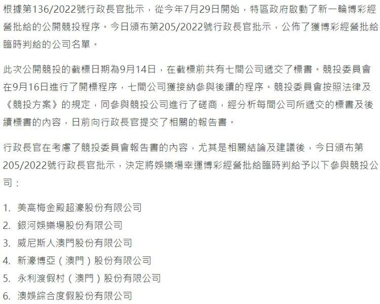 澳门6家博彩公司获牌，博彩股首选金沙中国-博彩概念上市公司
