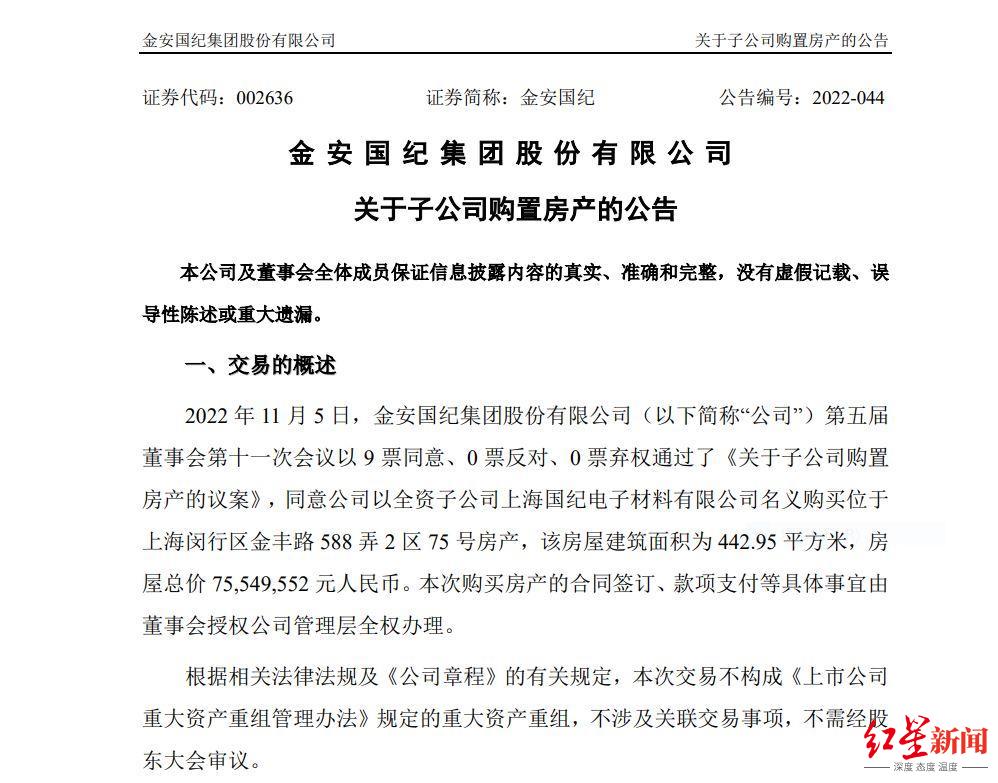 净利3800万，金安国纪却花7500多万买顶级别墅？深交所下发关注函-金安国纪投资有限公司