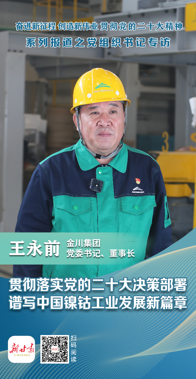 【贯彻二十大精神·党组织书记专访】金川集团党委书记、董事长王永前：贯彻落实党的二十大决策部署谱写中国镍钴工业发展新篇章-金川公司董事长收入