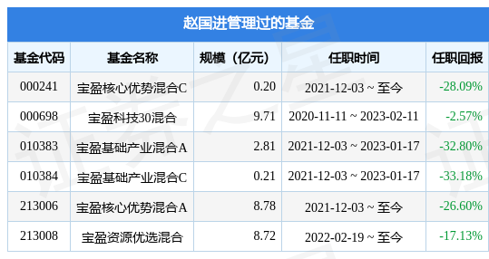 宝盈互联网沪港深混合基金经理变动：增聘赵国进为基金经理-宝盈基金经理