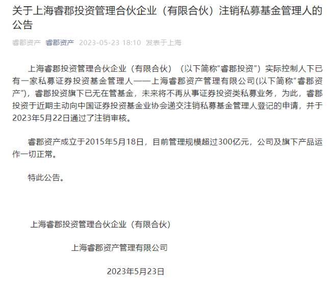 百亿私募睿郡资产还在正常运营，核心成员杜昌勇、缪钧伟、王晓明、董承非！与注销的睿郡投资有何关系？-2015十大基金公司规模