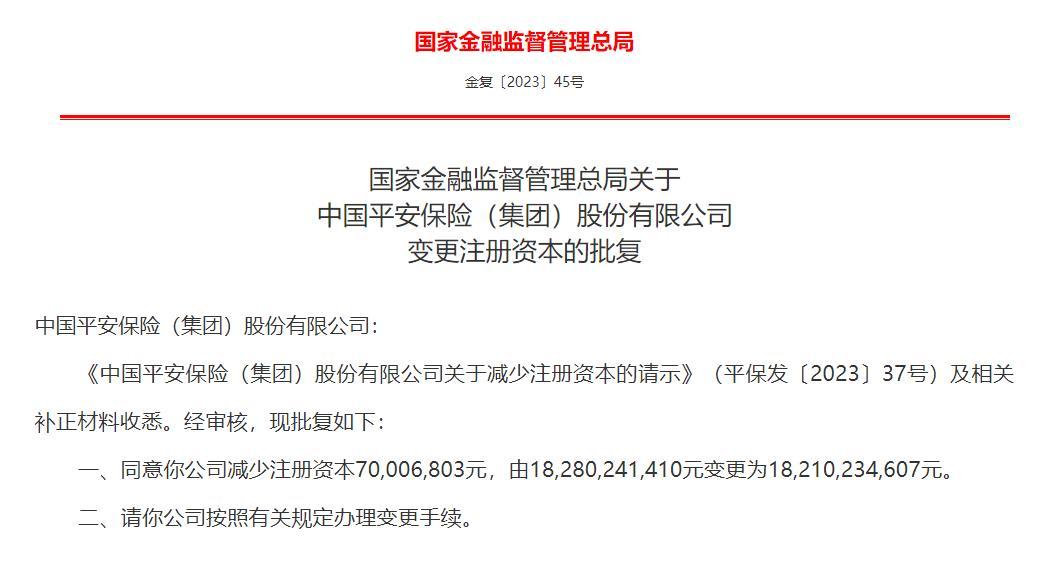 【推荐】中国平安注册资本金减少7000.68万-保险公司净资本