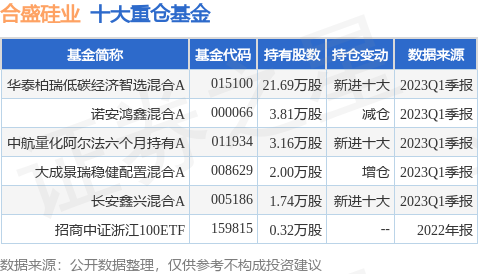 6月21日合盛硅业跌5.18%，华泰柏瑞低碳经济智选混合A基金重仓该股-华泰盛世中国基金净值