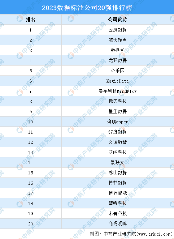 【推荐】2023数据标注公司20强排行榜数据型公司