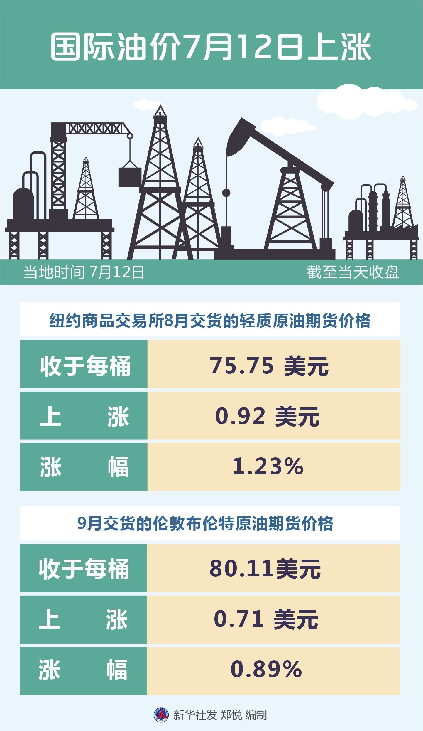 （图表）［财经·行情］国际油价7月12日上涨-国际油价最高是多少