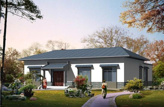 一层平房设计图农村 方案(户型周正2套方案) - 龙腾网