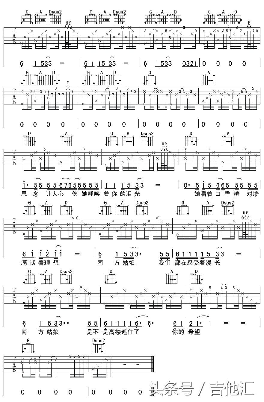 吉他谱的各种符号图解，图解吉他谱中各种符号怎么看（吉他谱上的H、S、P是什么）