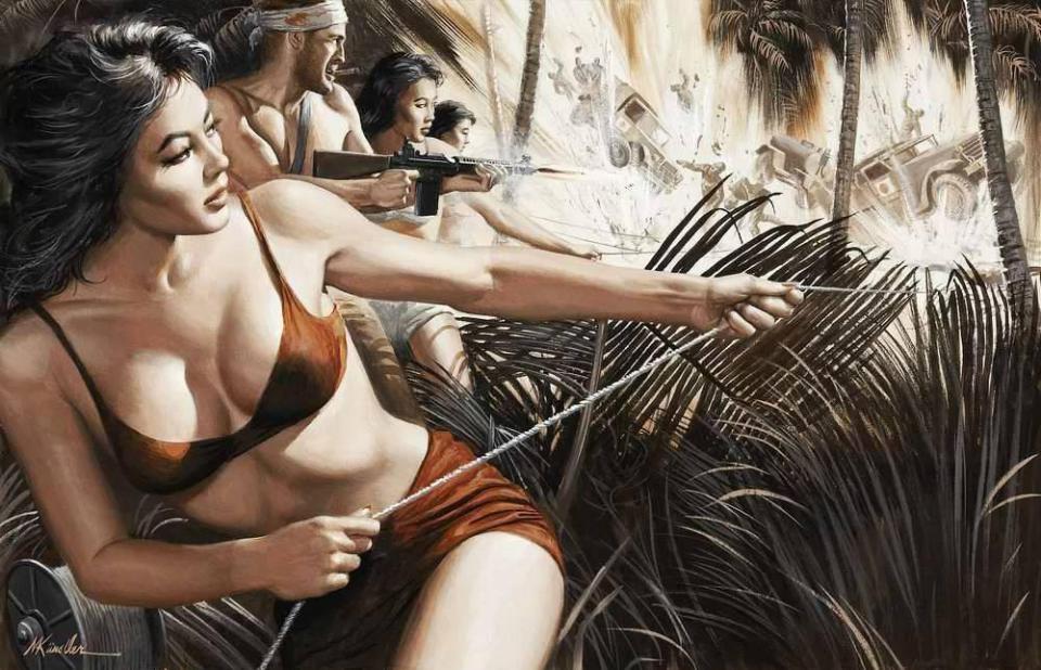 绝地求生98k简笔画，绝地求生98k简笔画视频（美国大兵同美丽女朋友一起打鬼子）