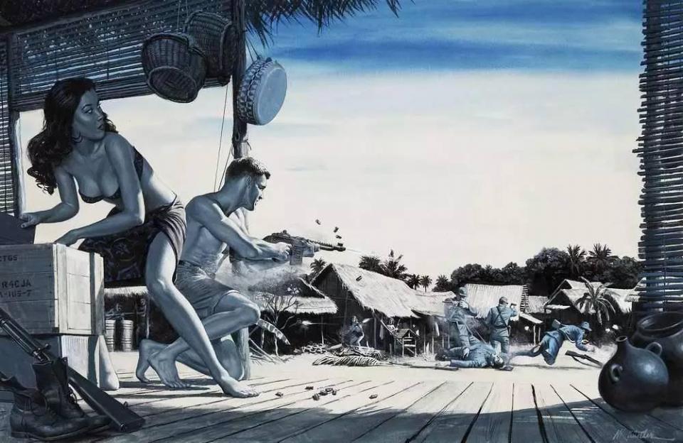 绝地求生98k简笔画，绝地求生98k简笔画视频（美国大兵同美丽女朋友一起打鬼子）