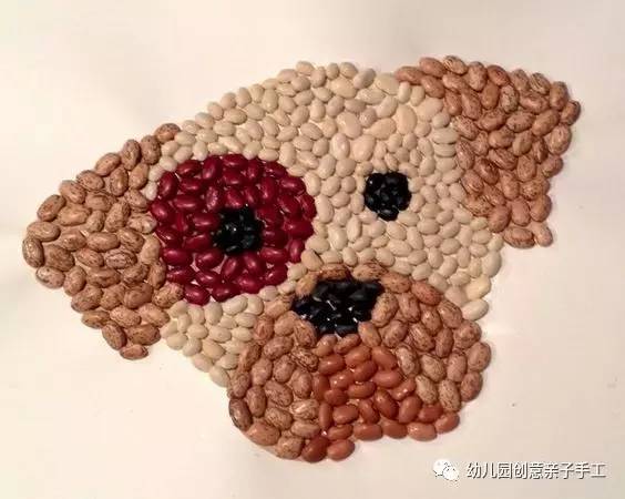 幼儿园亲子手工之豆子粘贴画,新 豆子粘贴画手工作品(豆子粘贴画