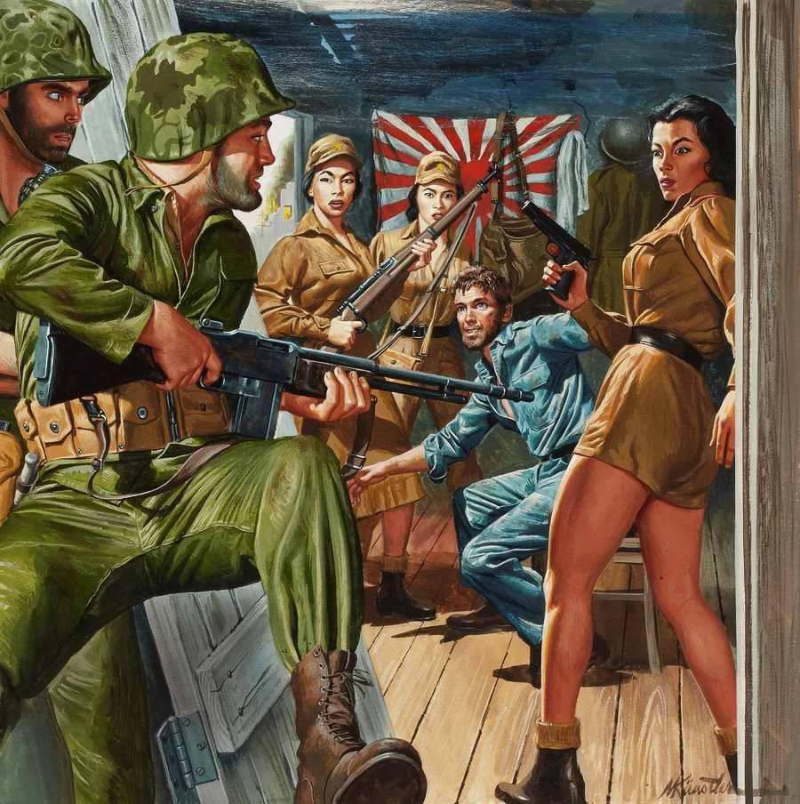 绝地求生98k简笔画，绝地求生98k简笔画视频（美国大兵同美丽女朋友一起打鬼子）