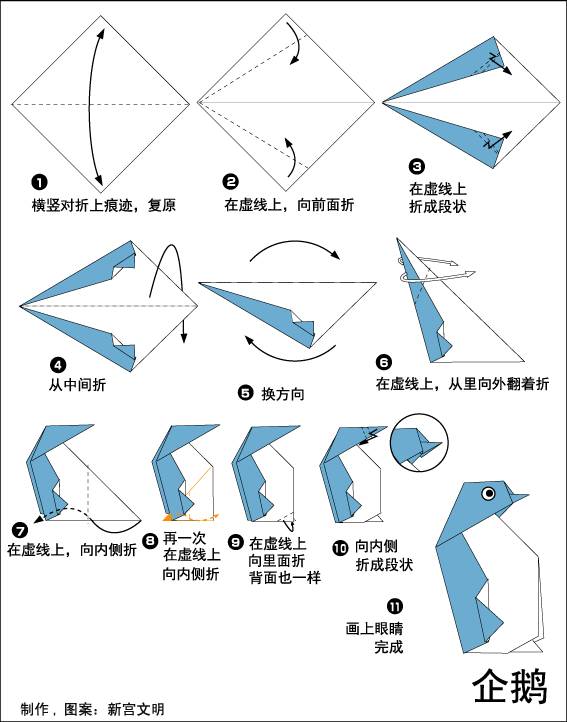 手工折纸鲨鱼怎么折，用纸折鲨鱼怎样折（幼儿园亲子手工之折纸）