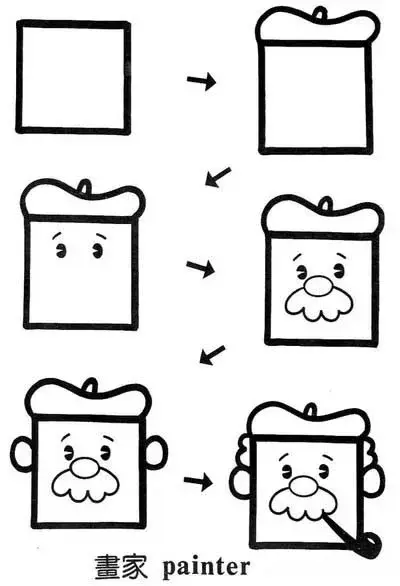 简笔画之荷叶，和小朋友互动（一个正方形画出N种画）