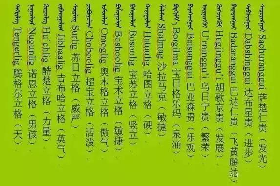 独一无二的蒙古名字，独一无二的蒙语名字（给孩子起蒙古名字的看这里）