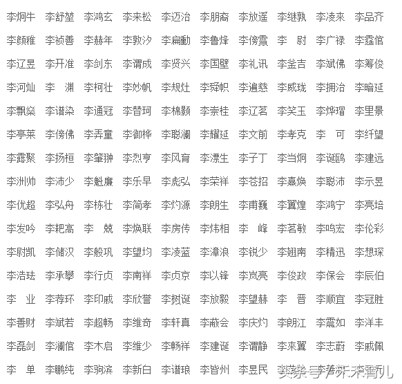 李姓取名字大全，李姓取名字大全男孩免费（百家姓之姓宝宝起名）