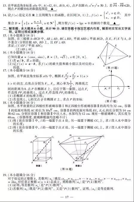 2017年江苏高考物理试题及答案，2017年江苏高考物理试题及答案大全（2017年江苏高考各科试题答案出炉）