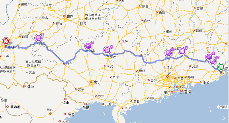 汕昆高速全程线路图，汕昆高速即将通车