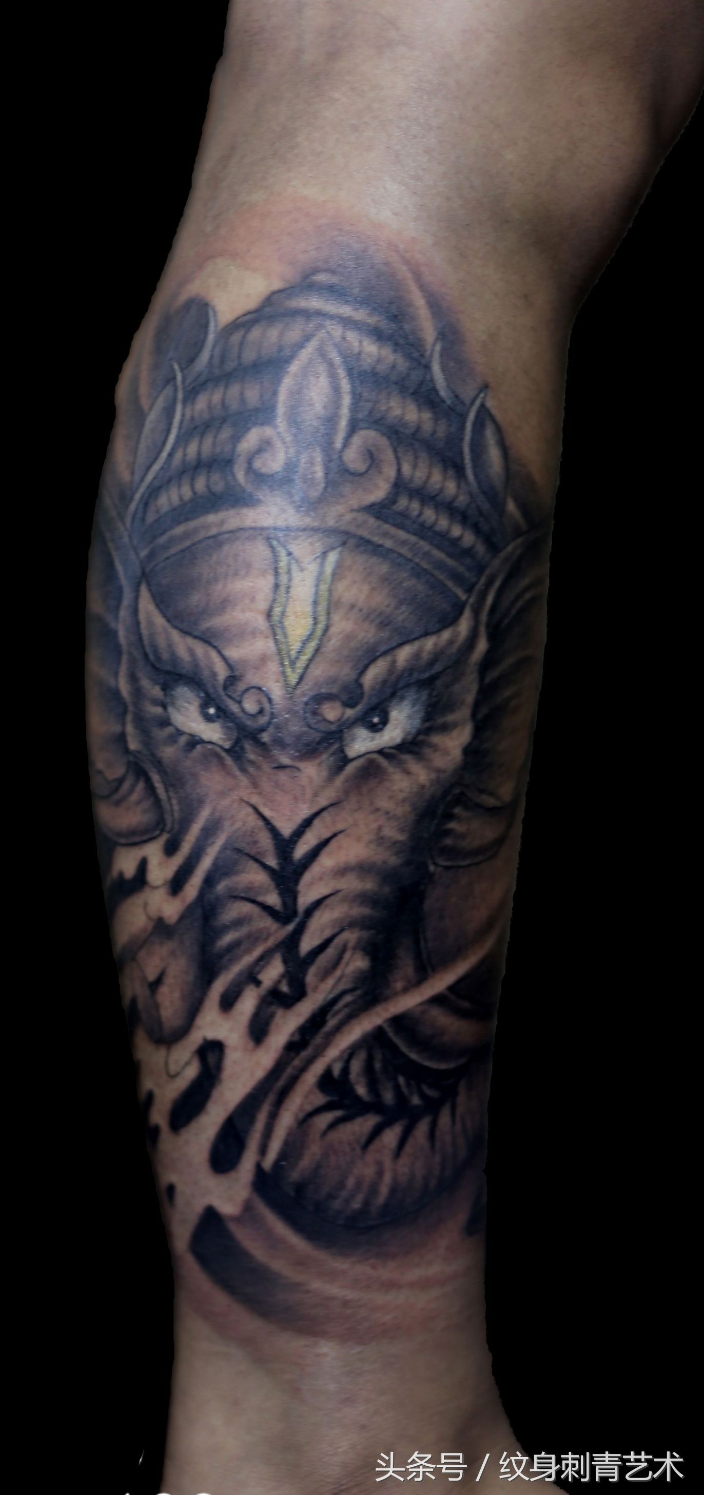 关于象神纹身的含义.,象神纹身的忌讳和讲究(象神纹身,寓意平安守护)