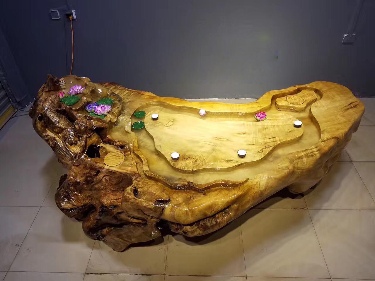 香樟木根雕茶几价格,红木根雕茶几(桂林花茶香四溢)