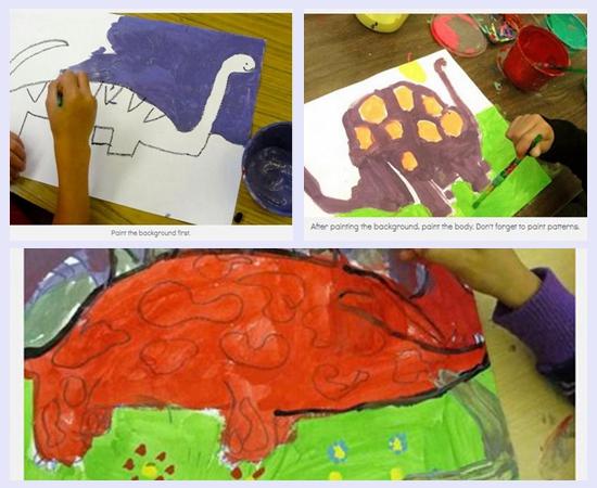 水彩笔画恐龙的画法，恐龙水彩画怎么画（恐龙主题绘画，恐龙也温柔）