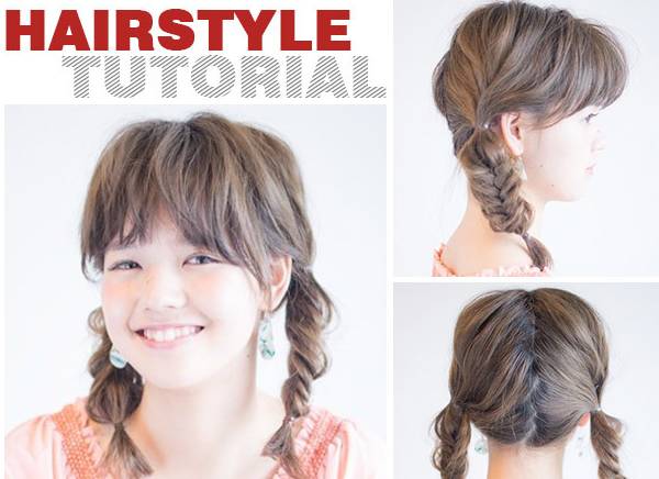 鱼骨辫的编法图解，怎么编鱼骨辫（10步DIY清新可爱双鱼骨辫）