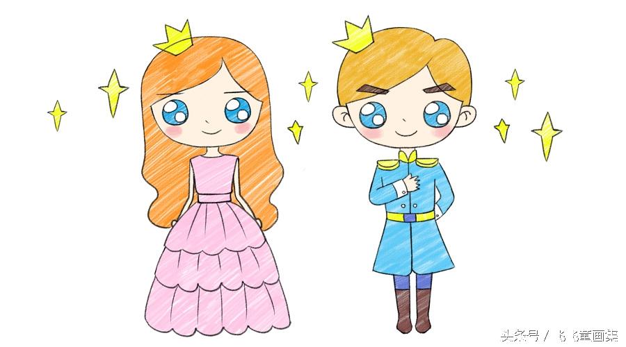 王子简笔画,王子简笔画简单又漂亮(帅气的小王子和美丽的金发公主)