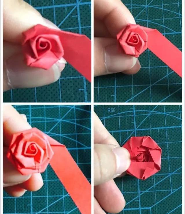 长纸条折玫瑰花的步骤图片