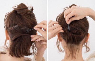 简单韩式盘发图解,夏季简单韩式中长发盘发图解(2款简单韩式盘发教程)