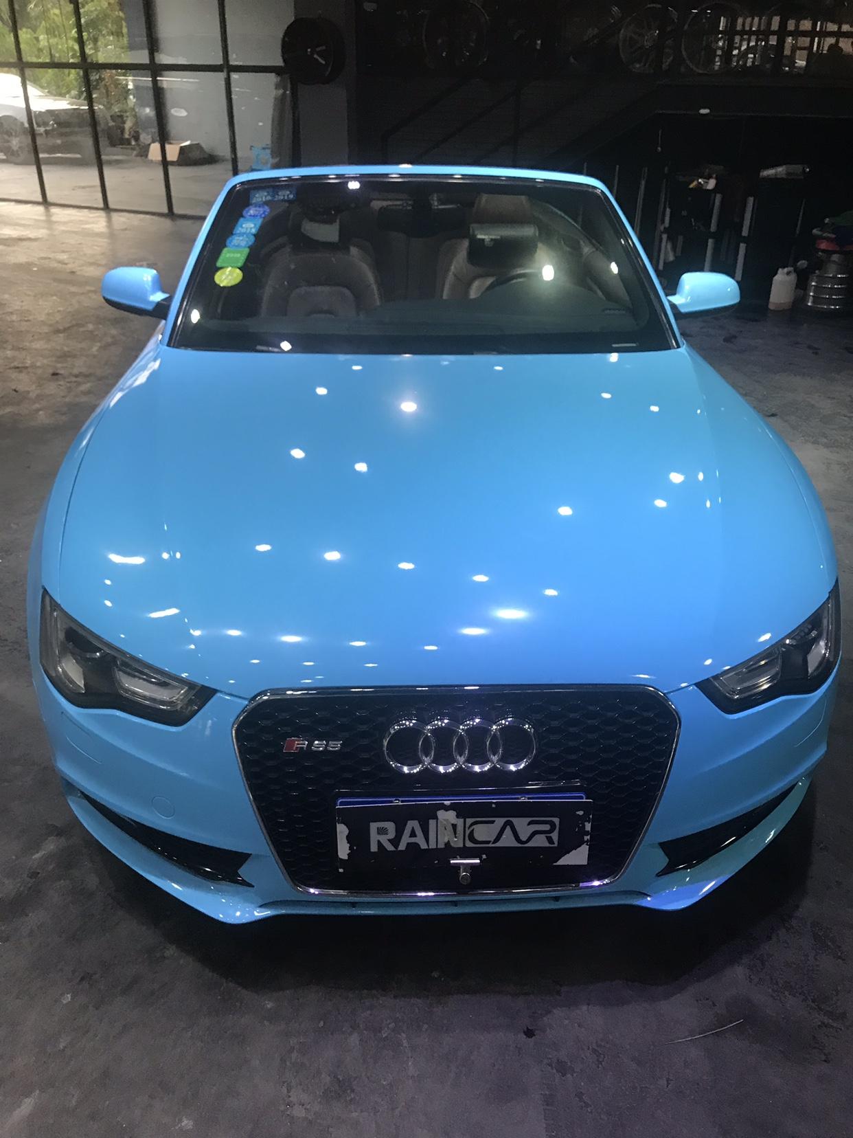 奥迪a5改色贴膜水晶天空蓝